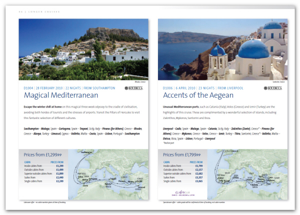 ideas ejemplos maquetacion diseño catalogos cruceros turismo viajes